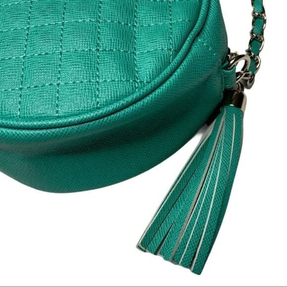 Sondra Roberts SR2 Round Quilted Zipper Turquoise Crossbody Bag - Picture 5 of 10